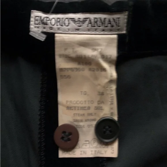 EMPORIO ARMANI] Velvet Blackish Green High waist Wide leg Pants